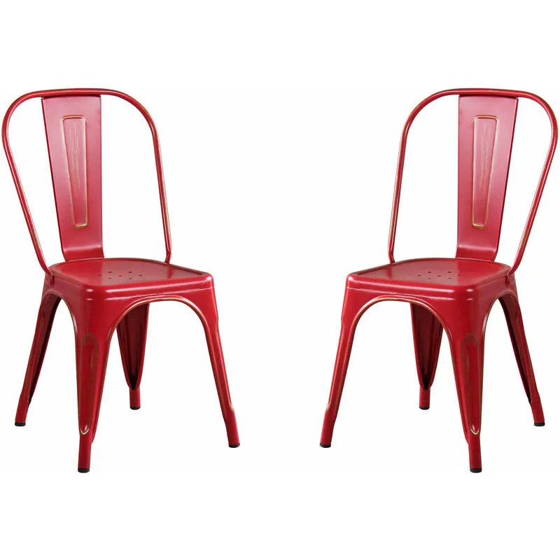 Milani Home - Set Di 2 Sedie In Metallo Di Design Moderno Industrial Vintage Colore Rosso Antico Ossidato Per Sala Da Pranzo Bar Ristorante Soggiorno