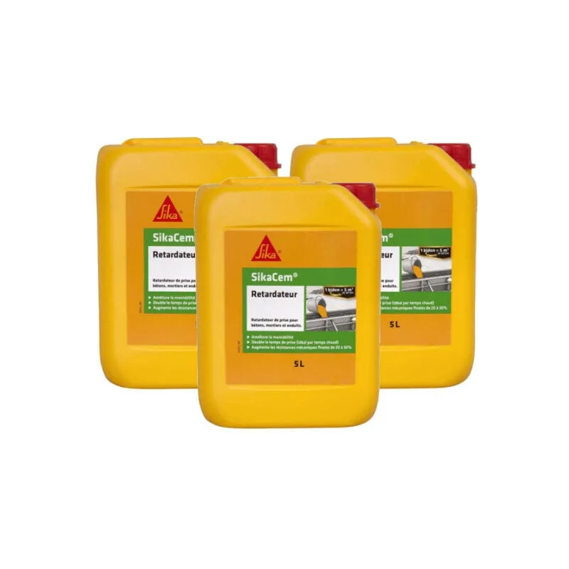 Set di 3 ritardanti per calcestruzzo Sika Sika Cem Retarder - 5L - Jaune