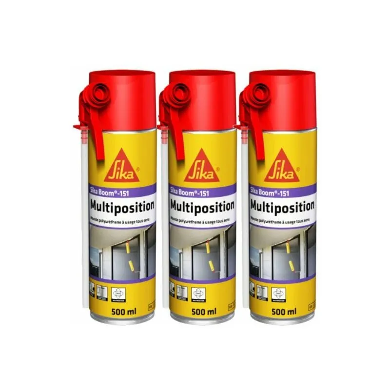 Set di 3 schiume poliuretaniche Sika Sika Boom 151 Multiposition - 500 ml - Beige