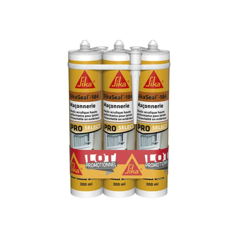 Sika - Set di 3 Seal 184 Sigillanti siliconici per muratura - Bianco - 300ml - Blanc