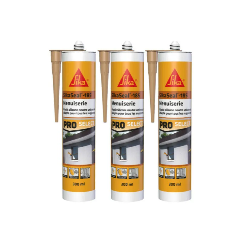 Sika - Set di 3 seal-185 Sigillanti siliconici per carpenteria - Beige pietra - 300ml - Beige