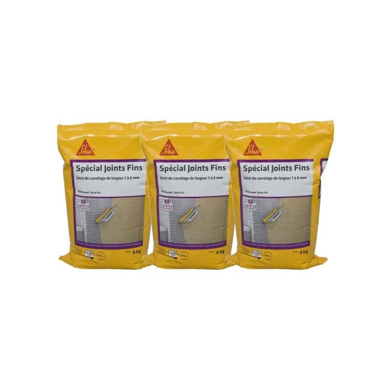 Sika - Set di 3 stucchi per piastrelle pronti all'uso Ceram Joint Fine - Cenere - 4kg - Cendre