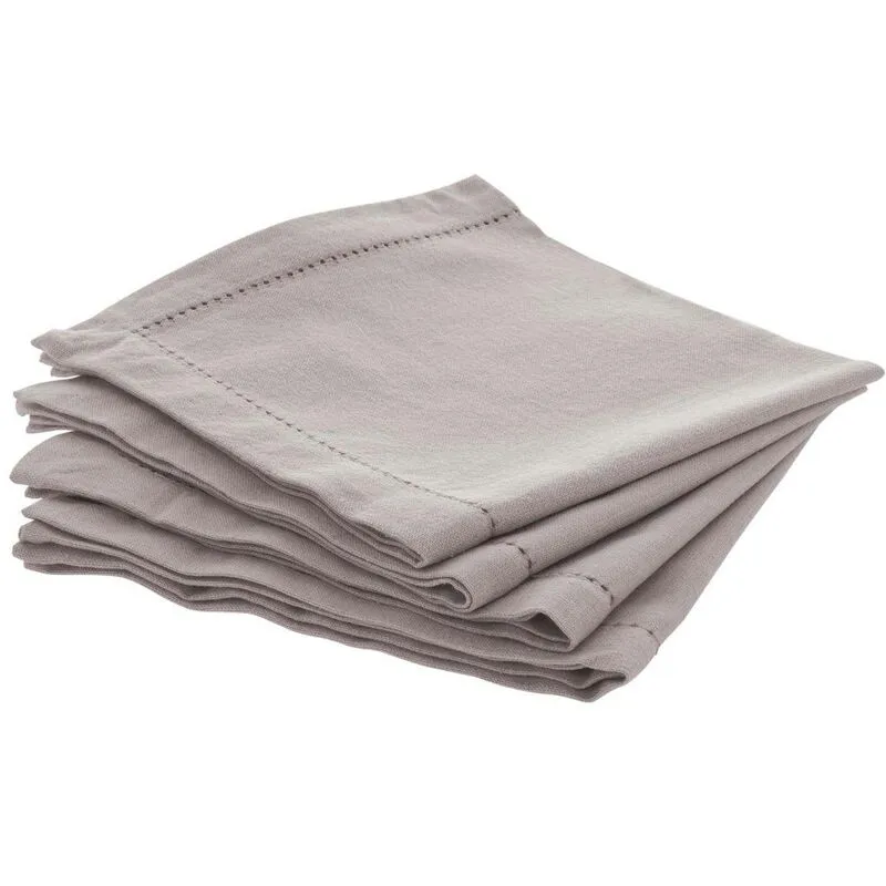 Set di 4 tovaglioli grigio topo chambray 40x40cm - tovaglioli, chambray, grigio chiaro, cotone, dimensioni 40x40 cm - Atmosphera créateur d'intérieur