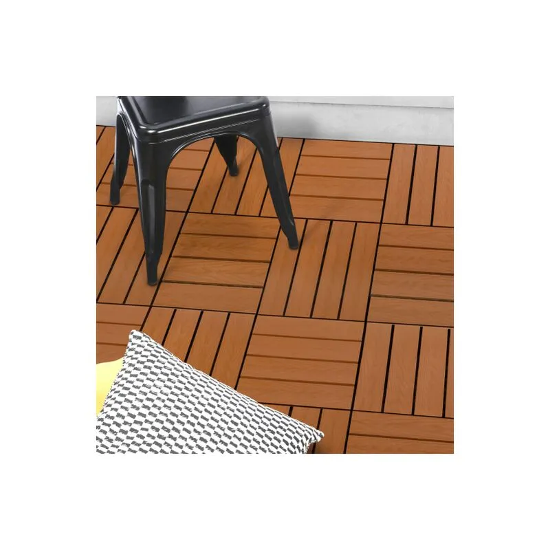 Set di 5 piastrelle per decking in legno composito wodhy con effetto teak