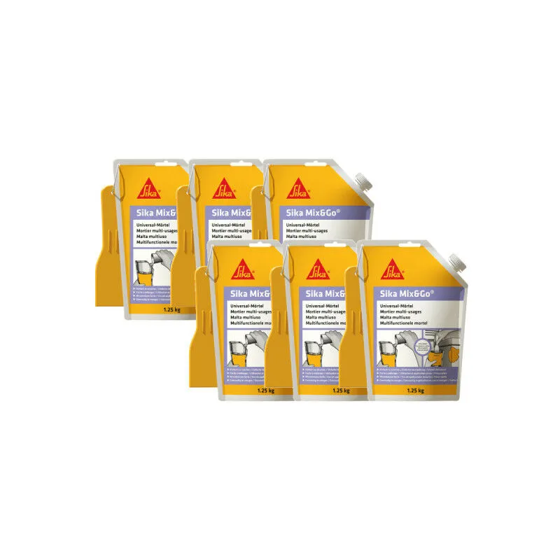 Sika - Set di 6 malte pronte per la riparazione Mix & Go - Grigio - 1,25kg - Gris