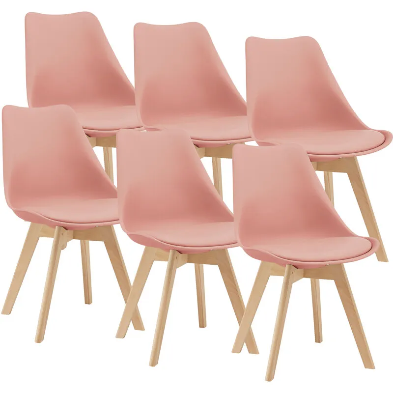 [en.casa] - Set 6 sedie da pranzo gambe in legno di faggio seduta in similpelle vari colori colore : rosa