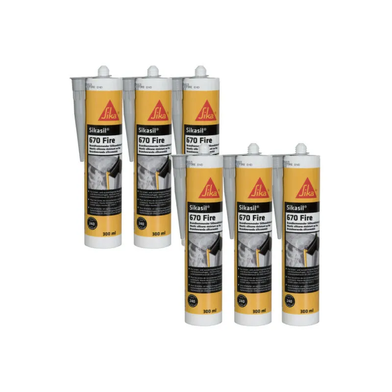 Set di 6 sigillanti antincendio per giunti Sika Sika sil 670 Fire - Grigio - 300ml - Gris