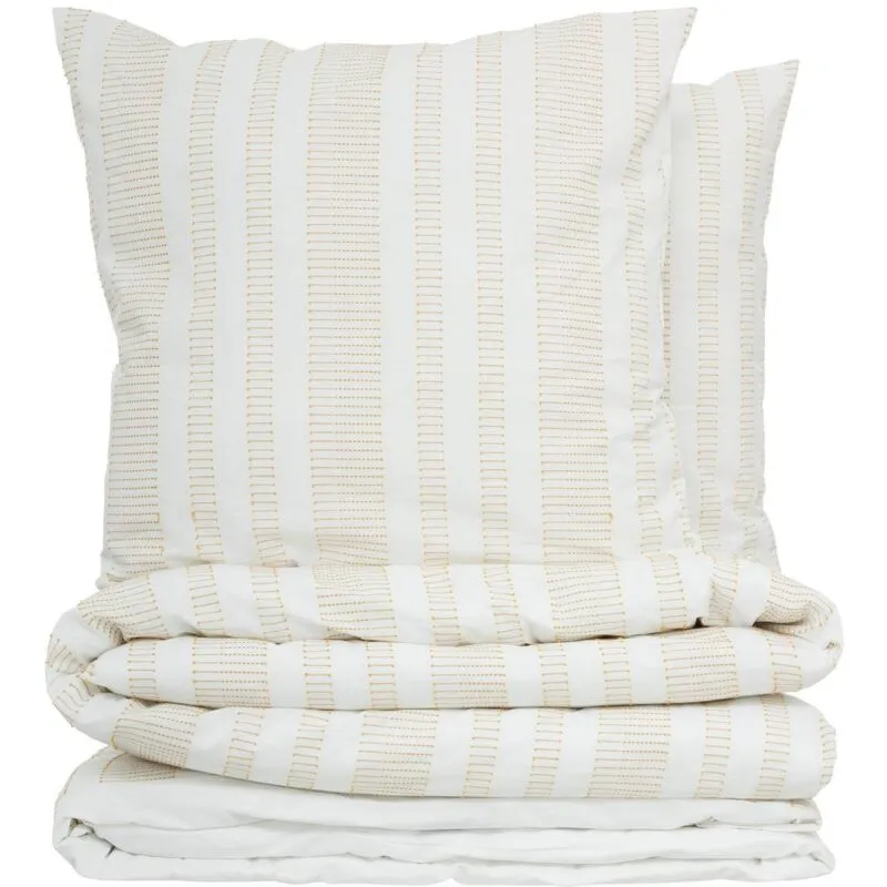 Set di biancheria da letto isao bianco cotone giallo 240x220cm Atmosphera créateur d'intérieur - Bianco