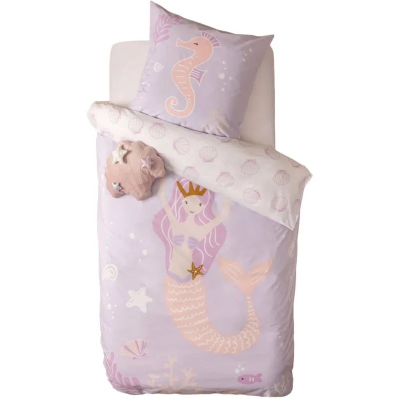 Set biancheria da letto per bambini Sirena 140x200 cm - ' kids' - Viola - Atmosphera