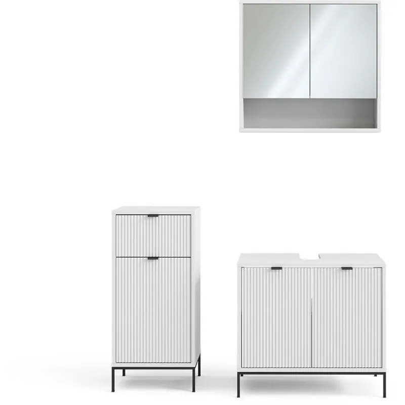  - Set di mobili da bagno Eliza, Bianco, 3 pezzi, con cabinet midi