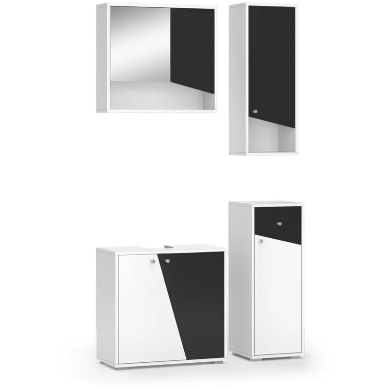  - Set di mobili da bagno Irida, Bianco/antracite, 4 parti