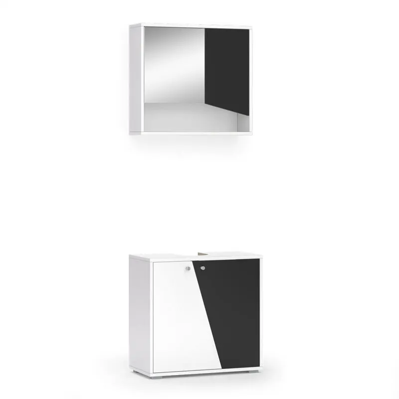  - Set di mobili da bagno Irida, Bianco/antracite, 2 parti