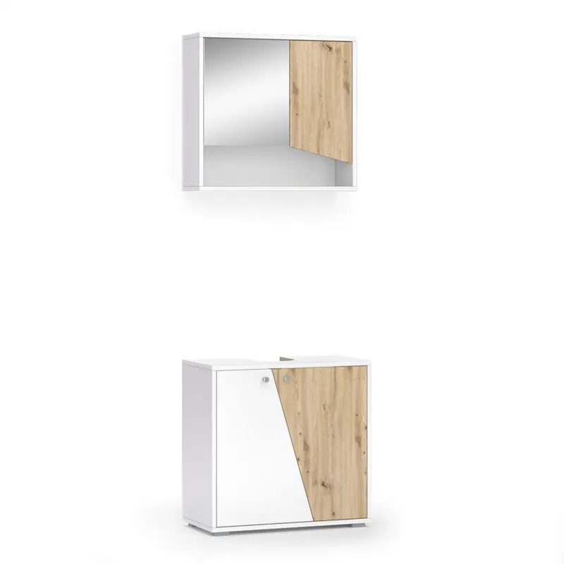  - Set di mobili da bagno Irida, Bianco/Artisan, 2 parti