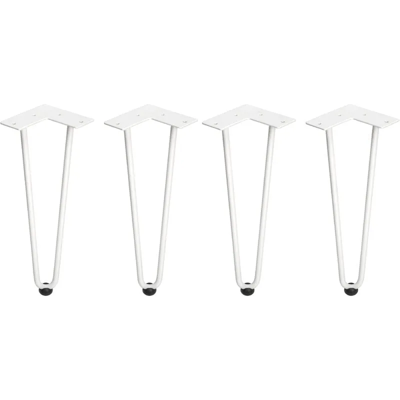 Emuca - hairpin set di gambe a 2 aste per tavolo, 400, verniciato bianco, acciaio, 4 un