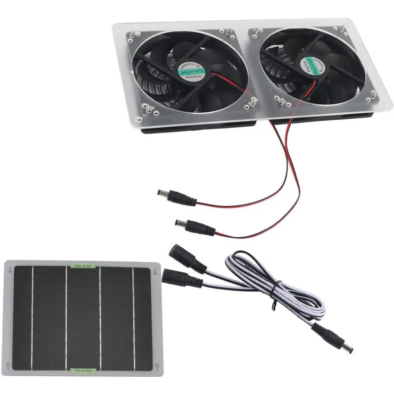 Kit ventola per pannello solare Set di pannelli solari con doppia ventola di scarico portatile impermeabile da 100 W 12 V per serra domestica