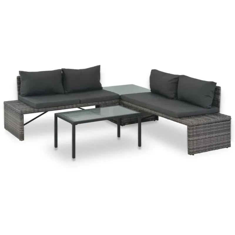 Vidaxl - Set Divani da Giardino 3 pz con Cuscini in Polyrattan Grigio