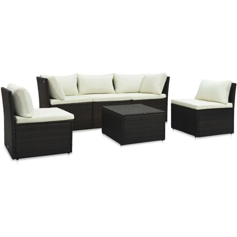 Set Divani da Giardino 4 pz con Cuscini in Polyrattan Marrone Vidaxl Marrone