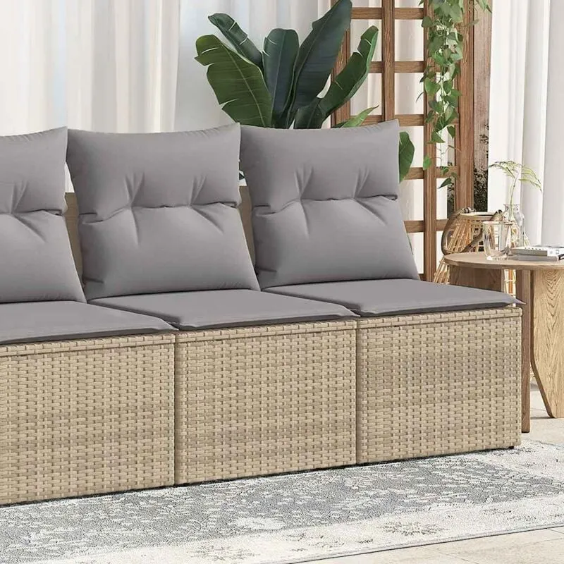 Set Divano da Giardino 2 pz con Cuscini Beige Polyrattan Acacia - Vidaxl