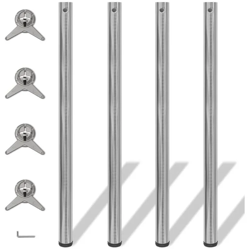 Set Gambe Tavolo 4 pz in Nickel Spazzolato Regolabili 1100 mm