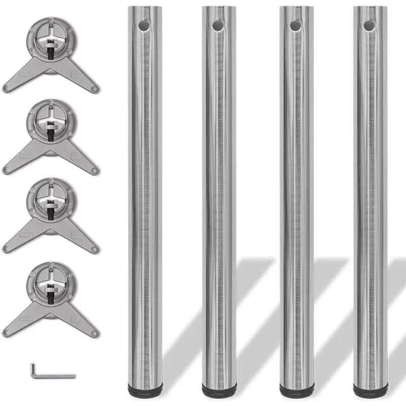 Set Gambe Tavolo 4 pz in Nickel Spazzolato Regolabili 710 mm