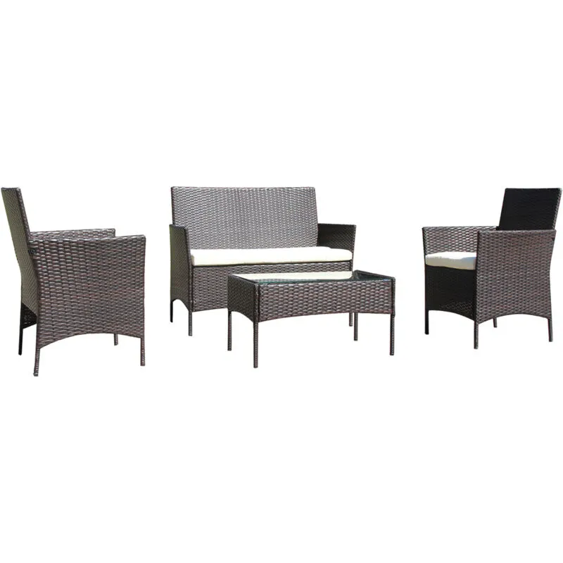 Set giardino in polyrattan 'berenice' marrone/beige