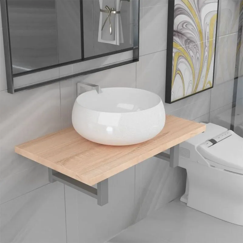 Vidaxl - Set Mobili da Bagno 2 pz Ceramica Rovere