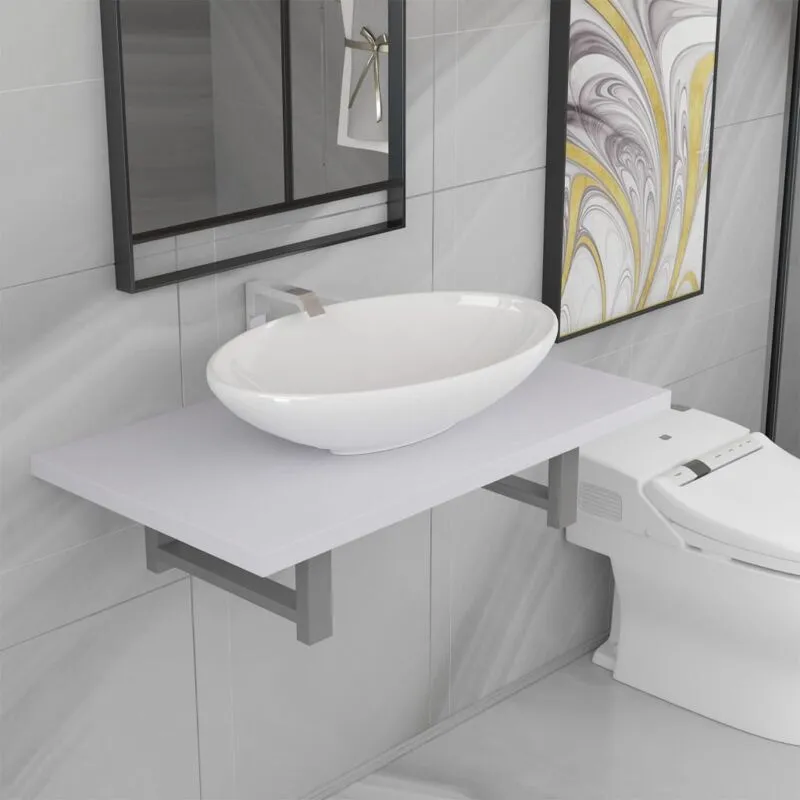 Avimac - Set Mobili da Bagno 2 pz Ceramica Bianco