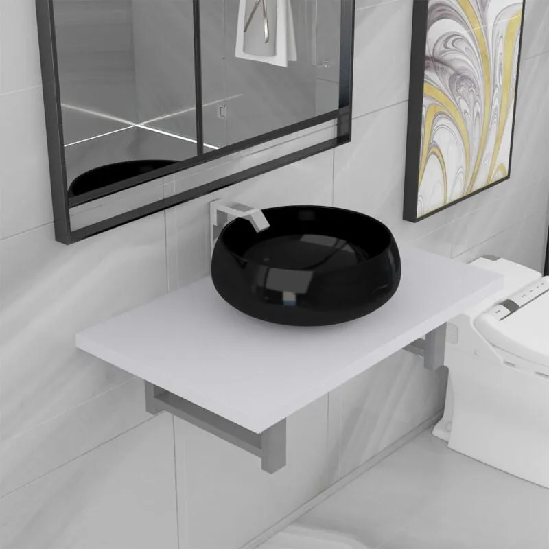 Set Mobili da Bagno 2 pz Ceramica Bianco