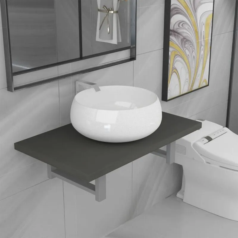 Set Mobili da Bagno 2 pz Ceramica Grigio