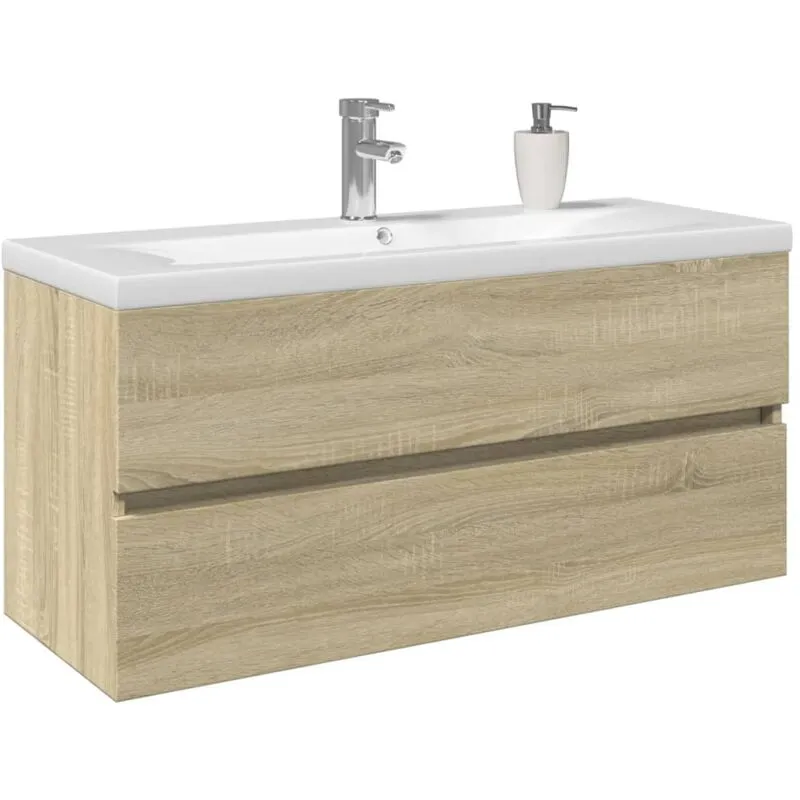 Avimac - Set Mobili da Bagno 2 pz in Ceramica e Legno Multistrato