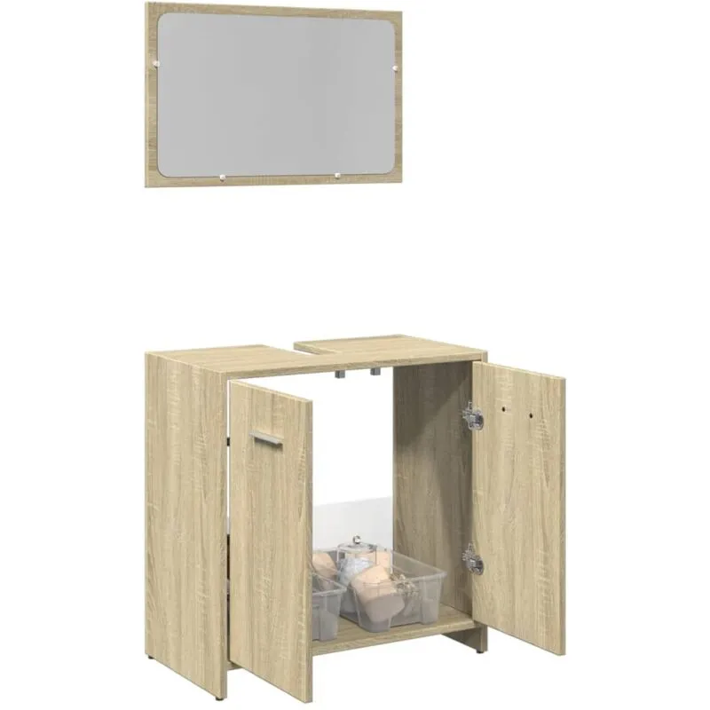 Avimac - Set Mobili da Bagno 2 pz Rovere Sonoma in Legno Multistrato