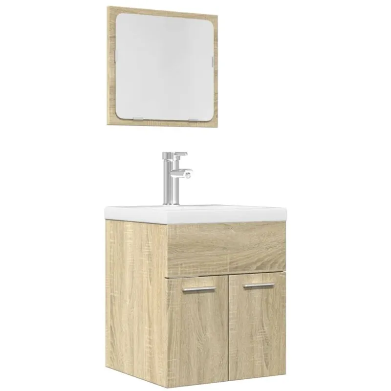 Torana - Set Mobili da Bagno 2 pz Rovere Sonoma in Legno Multistrato