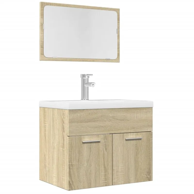 Torana - Set Mobili da Bagno 2 pz Rovere Sonoma in Legno Multistrato