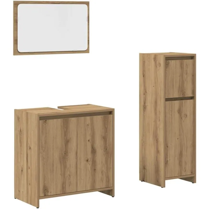 Vidaxl - Set Mobili da Bagno 3 pz Rovere Artigianale Legno Multistrato