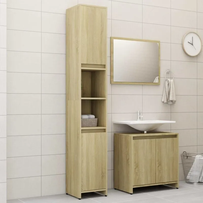 Vidaxl - Set bagno dotato di mobile alto sotto lavabo e specchio disponibili vari colori colore : MArrone