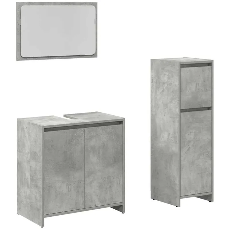 Vidaxl - Set Mobili da Bagno 3 pz Grigio Cemento in Legno Multistrato