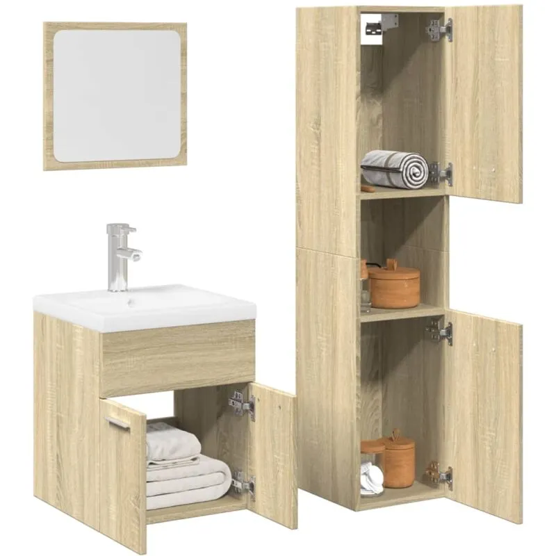 Torana - Set Mobili da Bagno 4 pz Rovere Sonoma in Legno Multistrato