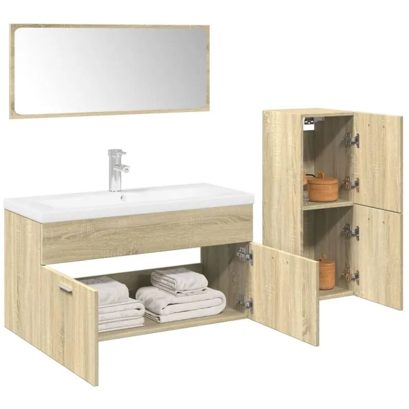 Vidaxl - Set Mobili da Bagno 4 pz Rovere Sonoma in Legno Multistrato