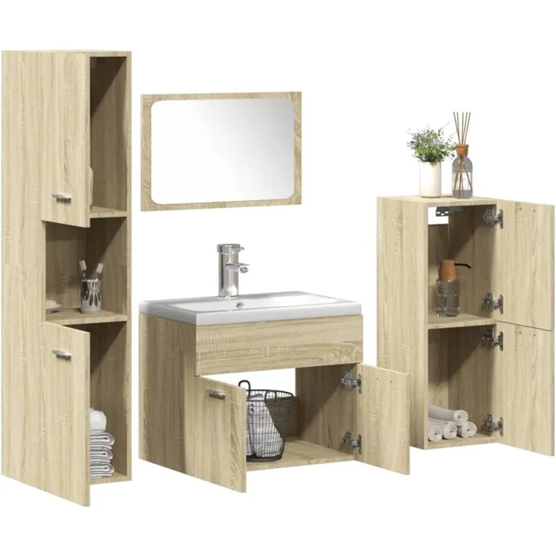 Torana - Set Mobili da Bagno 5 pz Rovere Sonoma in Legno Multistrato