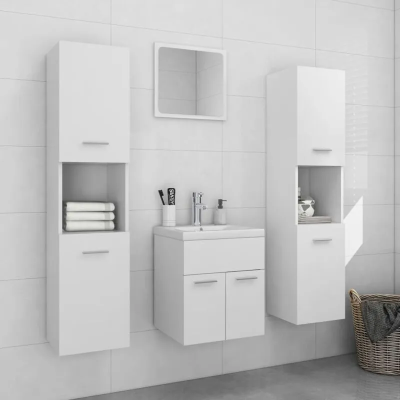 Avimac - Set Mobili da Bagno Bianco in Legno Multistrato