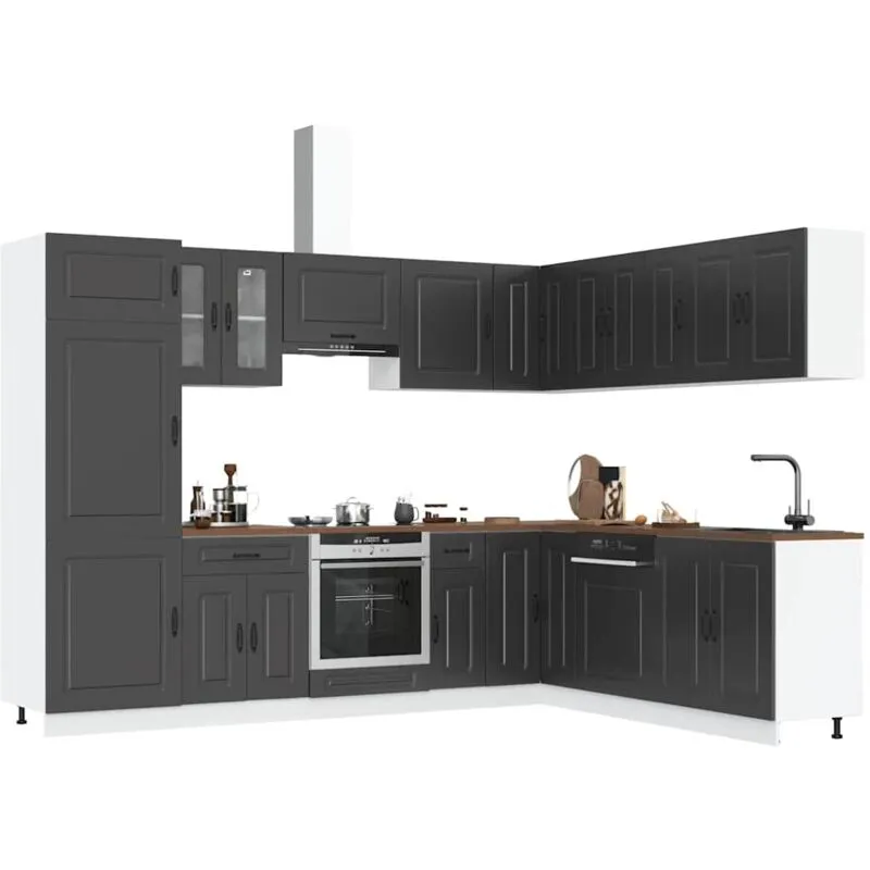 vidaXL Set Mobili da Cucina 14 pz Kalmar Neri Legno Multistrato