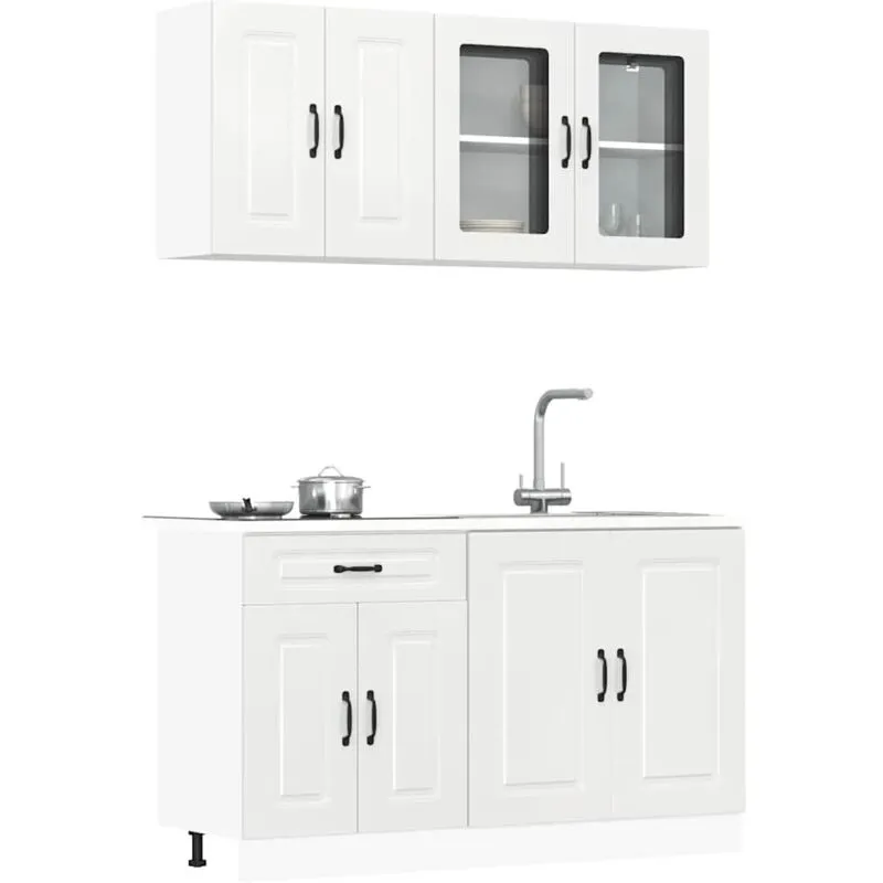 Torana - Set Mobili da Cucina 4 pz Kalmar Bianchi Lucido in Truciolato