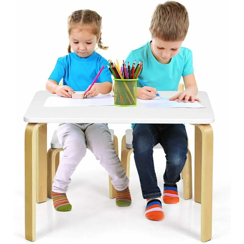 Set Mobili Tavolo e Sedie per Bambini, Set 3 Pezzi con Tavolo attività di Legno, Mobili Multifunzione per Camera da Letto Sala Giochi per Bambini,