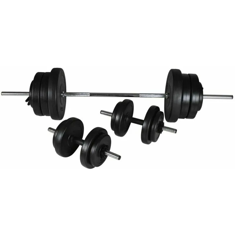 Set Bilanciere + 2 manubri totale 60.5 Kg Pesi Palestra Fitness