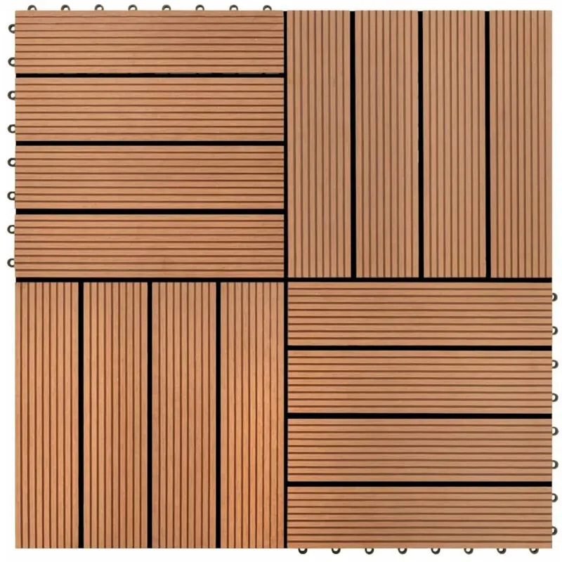 Set piastrelle wpc 30x30cm 11pz per 1,00m² marrone