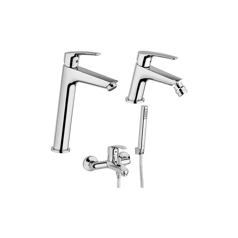 Set Rubinetti Jacuzzi per lavabo alto e bidet senza scarico e vasca serie Lucente cromato