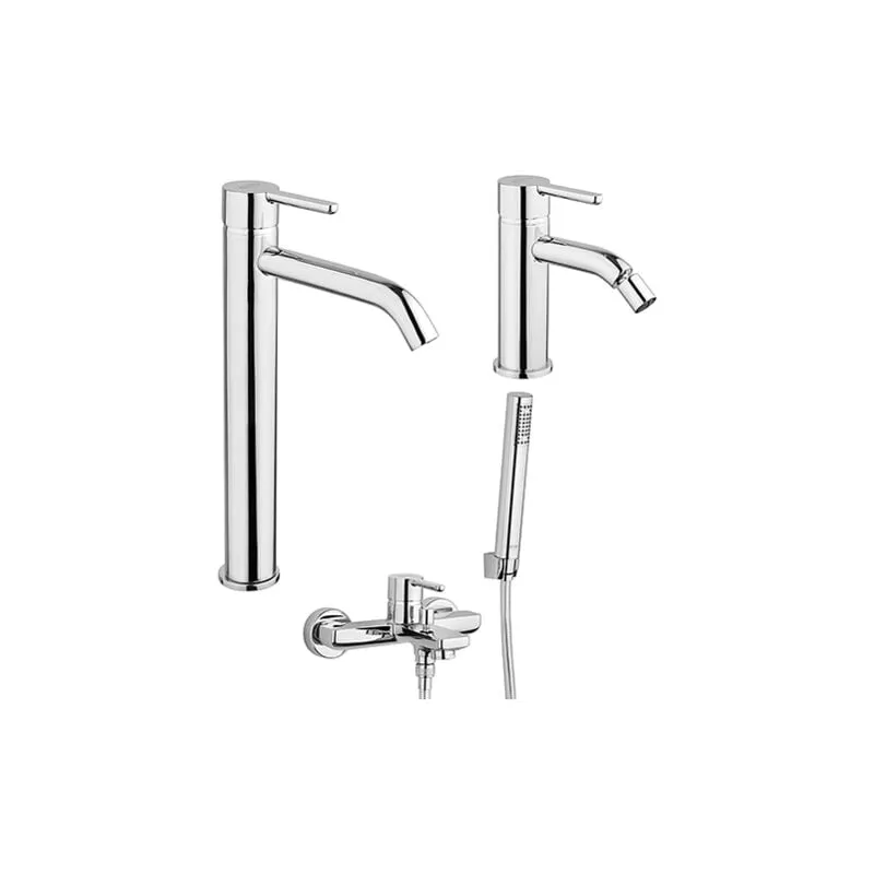 Set Rubinetti Jacuzzi per lavabo alto e bidet senza scarico e vasca serie Sunset cromato