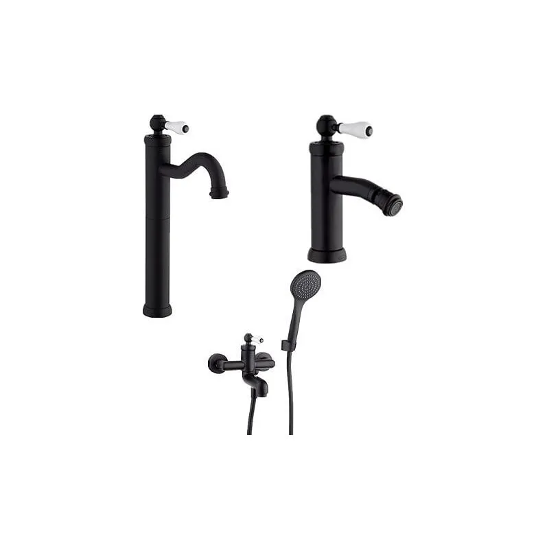 Jacuzzi - Set Rubinetti per lavabo alto e bidet senza scarico e vasca serie Tosca yo nero opaco