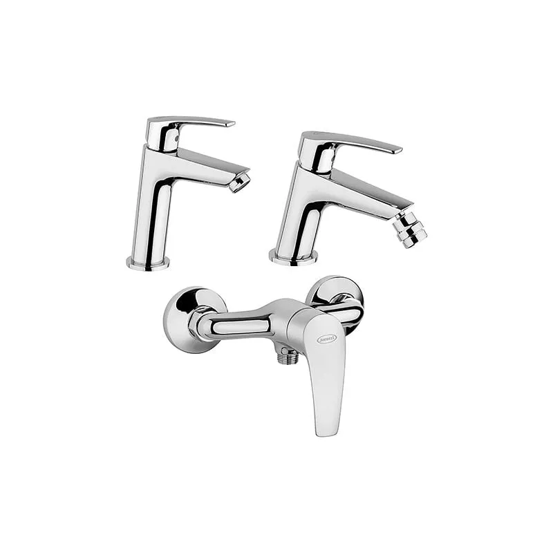 Set Rubinetti Jacuzzi per lavabo e bidet senza scarico e doccia esterno serie Lucente cromato