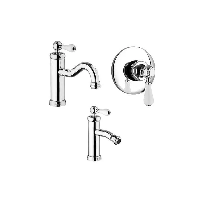 Set Rubinetti Jacuzzi per lavabo e bidet senza scarico e doccia incasso serie Tosca cromato